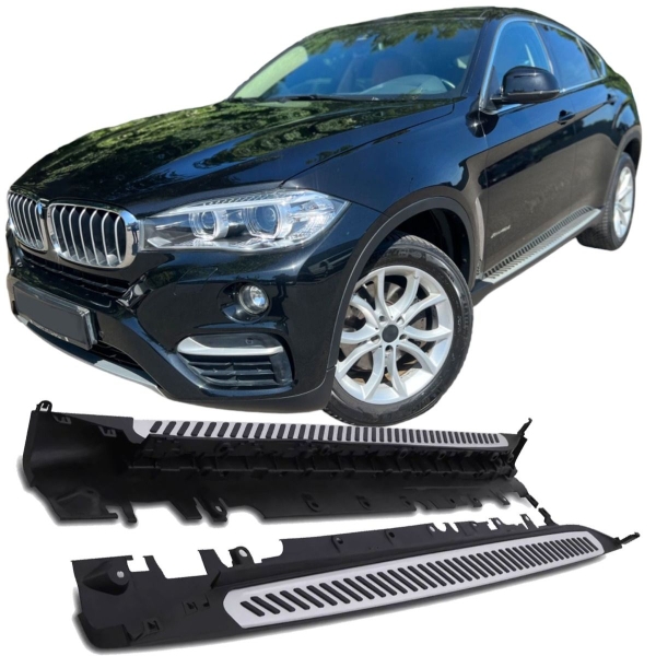 Alu Trittbretter mit Anti-Rutsch Gummileisten - Side Steps passt für BMW X6 F16 2014-2019
